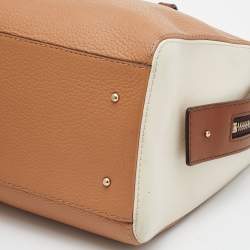 Pre Owned CH Carolina Herrera Brown/Cream Leather Top Zip Tote 
