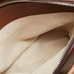 Pre Owned CH Carolina Herrera Brown/Cream Leather Top Zip Tote 