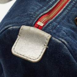 Pre Owned CH Carolina Herrera Blue Monogram Denim Andy Boston Bag