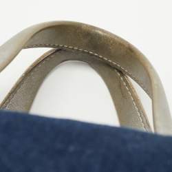 Pre Owned CH Carolina Herrera Blue Monogram Denim Andy Boston Bag