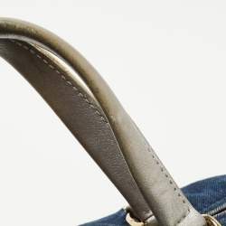 Pre Owned CH Carolina Herrera Blue Monogram Denim Andy Boston Bag