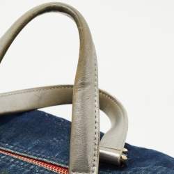 Pre Owned CH Carolina Herrera Blue Monogram Denim Andy Boston Bag