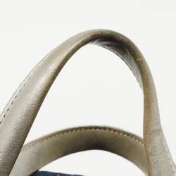 Pre Owned CH Carolina Herrera Blue Monogram Denim Andy Boston Bag