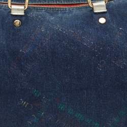 Pre Owned CH Carolina Herrera Blue Monogram Denim Andy Boston Bag
