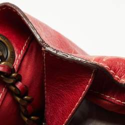 Pre Owned CH Carolina Herrera Red Monogram Embossed Leather Chain Shoulder Bag
