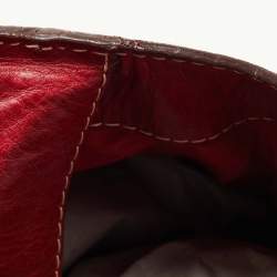 Pre Owned CH Carolina Herrera Red Monogram Embossed Leather Chain Shoulder Bag