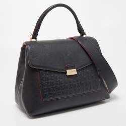 Pre Owned حقيبة كارولينا هيريرا جلد بني مونوغرامي بيد علوية