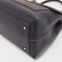 Pre Owned حقيبة كارولينا هيريرا جلد بني مونوغرامي بيد علوية