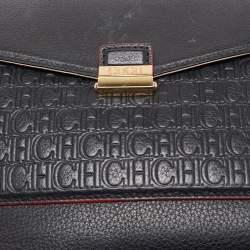 Pre Owned حقيبة كارولينا هيريرا جلد بني مونوغرامي بيد علوية