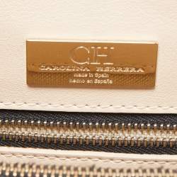 Pre Owned حقيبة كارولينا هيريرا جلد بني مونوغرامي بيد علوية