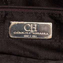 Pre Owned حقيبة يد كارولينا هيريرا ماتيو جلد مُحبب أحمر