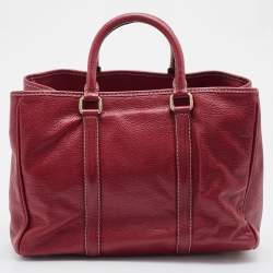 Pre Owned حقيبة يد كارولينا هيريرا ماتيو جلد مُحبب أحمر