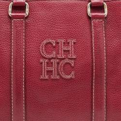 Pre Owned حقيبة يد كارولينا هيريرا ماتيو جلد مُحبب أحمر