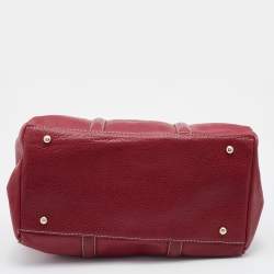 Pre Owned حقيبة يد كارولينا هيريرا ماتيو جلد مُحبب أحمر