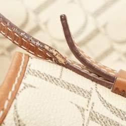 Pre Owned CH Carolina Herrera Off White/Brown Signature Coated Canvas and Leather Shopper Tote