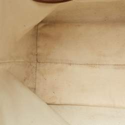 Pre Owned CH Carolina Herrera Off White/Brown Signature Coated Canvas and Leather Shopper Tote