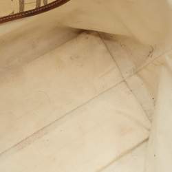 Pre Owned CH Carolina Herrera Off White/Brown Signature Coated Canvas and Leather Shopper Tote