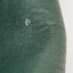CH Carolina Herrera Green Leather Double Flap Chain Baguette Bag