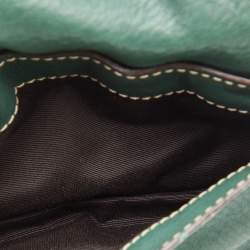 CH Carolina Herrera Green Leather Double Flap Chain Baguette Bag