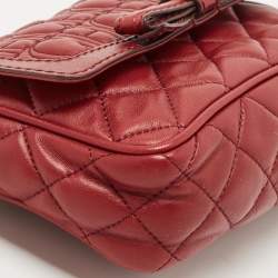 CH Carolina Herrera Red Quilted Leather Monogram Bow Crossbody Bag