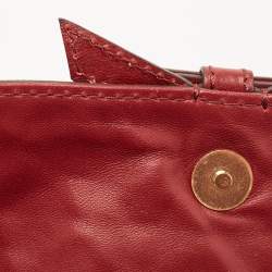 CH Carolina Herrera Red Quilted Leather Monogram Bow Crossbody Bag