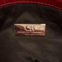 CH Carolina Herrera Red Quilted Leather Monogram Bow Crossbody Bag