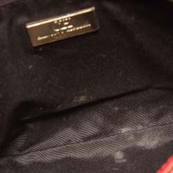 Pre Owned CH Carolina Herrera Red Leather Metal Flap Chain Clutch