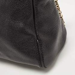 Pre Owned CH Carolina Herrera Black Leather Minuetto Flap Top Handle Bag