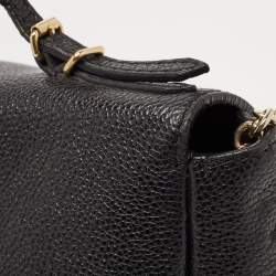 Pre Owned CH Carolina Herrera Black Leather Minuetto Flap Top Handle Bag