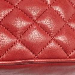 Pre Owned CH Carolina Herrera Red Quilted Leather Chain Crossbody Bag