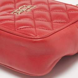Pre Owned CH Carolina Herrera Red Quilted Leather Chain Crossbody Bag