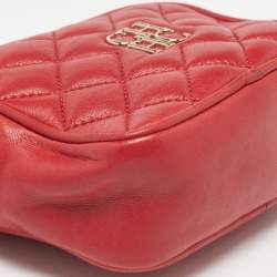 Pre Owned CH Carolina Herrera Red Quilted Leather Chain Crossbody Bag
