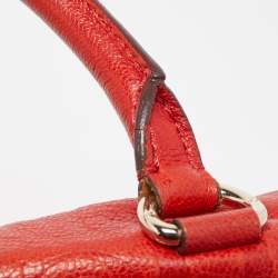 CH Carolina Herrera Red Monogram Leather Dome Satchel