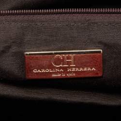 CH Carolina Herrera Red Monogram Leather Dome Satchel