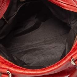 CH Carolina Herrera Red Monogram Leather Dome Satchel