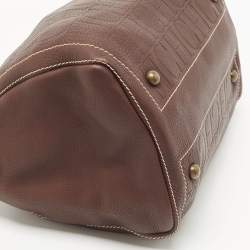 Pre Owned CH Carolina Herrera Dark Brown Leather Andy Boston Bag