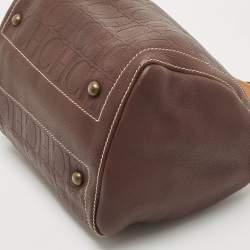 Pre Owned CH Carolina Herrera Dark Brown Leather Andy Boston Bag