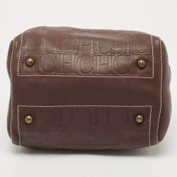 Pre Owned CH Carolina Herrera Dark Brown Leather Andy Boston Bag