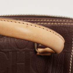 Pre Owned CH Carolina Herrera Dark Brown Leather Andy Boston Bag