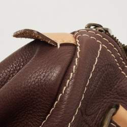 Pre Owned CH Carolina Herrera Dark Brown Leather Andy Boston Bag
