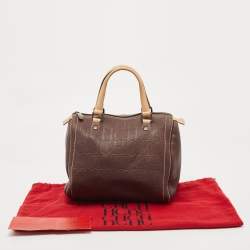 Pre Owned CH Carolina Herrera Dark Brown Leather Andy Boston Bag