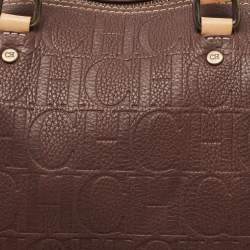 Pre Owned CH Carolina Herrera Dark Brown Leather Andy Boston Bag