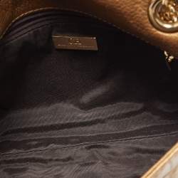 Pre Owned CH Carolina Herrera Gold Monogram Embossed Leather Audrey Shoulder Bag