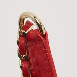 Pre Owned CH Carolina Herrera Red/Brown Leopard Print Calf Hair Tassel Shoulder Bag