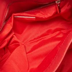 Pre Owned CH Carolina Herrera Red/Brown Leopard Print Calf Hair Tassel Shoulder Bag