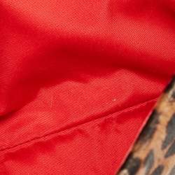 Pre Owned CH Carolina Herrera Red/Brown Leopard Print Calf Hair Tassel Shoulder Bag