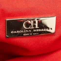 Pre Owned CH Carolina Herrera Red/Brown Leopard Print Calf Hair Tassel Shoulder Bag