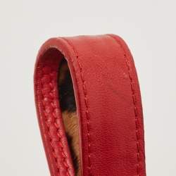 Pre Owned CH Carolina Herrera Red/Brown Leopard Print Calf Hair Tassel Shoulder Bag