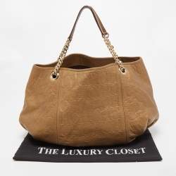 Pre Owned CH Carolina Herrera Gold Monogram Embossed Leather Dahlia Hobo