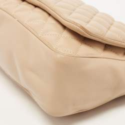 Pre Owned CH Carolina Herrera Beige Quilted Leather Chain Flap Shoulder Bag
